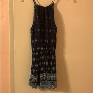 Blue patterned halter romper